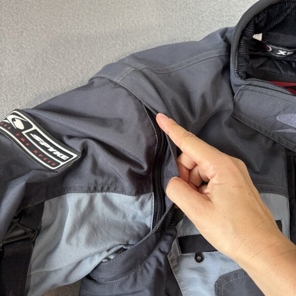 Spyke Motorcycle Jacket Womens XS Grey Blue Biker Coat Padded Removable Sleeves - Picture 11 of 16